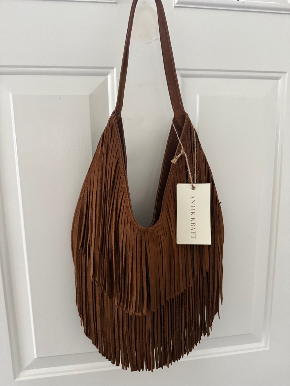 Antik Kraft Brown Fringe Hobo Shoulder Bag